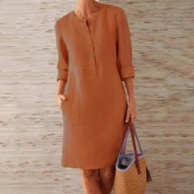Chloe | Linen dress with long sleeves