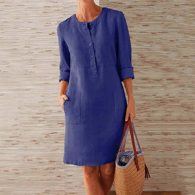 Chloe | Linen dress with long sleeves
