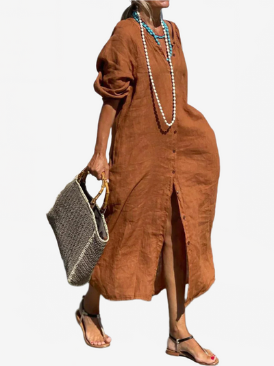Chloe | Loose linen shirt dress