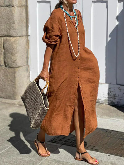 Chloe | Loose linen shirt dress
